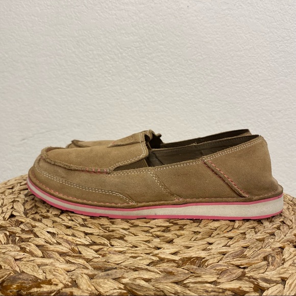 Ariat cruise leather suede slip on tan pink women’s 9 - Picture 3 of 8